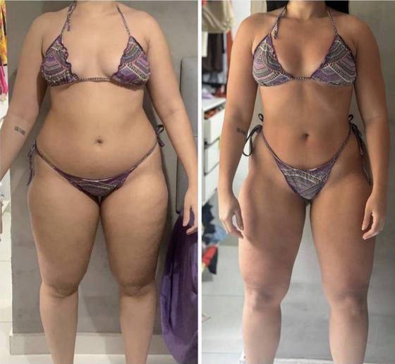 Antes e depois de aluna